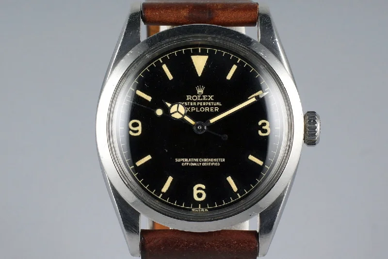 Best men’s watches with fine leather straps for luxury style and sophisticated appeal-1960 Rolex Explorer 1 1016 Gilt Chapter Ring Dial with Box and Papers