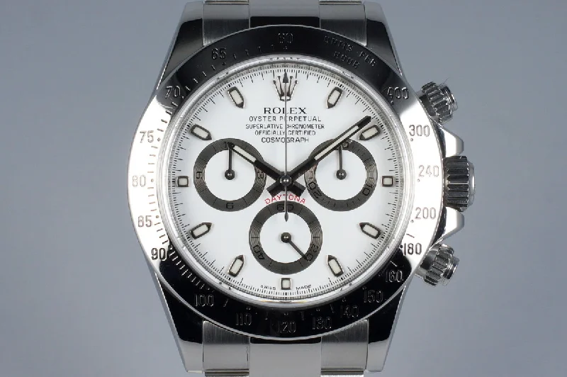 Best men’s watches with integrated Bluetooth for connectivity and smart functionality-2013 Rolex Daytona 116520 White Dial with Box and Papers