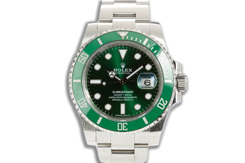 Men’s watches with moonphase complications for horology enthusiasts and collectors-2016 Rolex Green Submariner 116610LV "Hulk" with Box, Booklets & Card