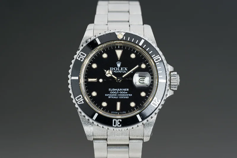 Men’s watches with high water resistance for aquatic activities like swimming and diving-1986 Rolex 16800 Submariner WG Surround Markers Tritium Hands & Lume Plots