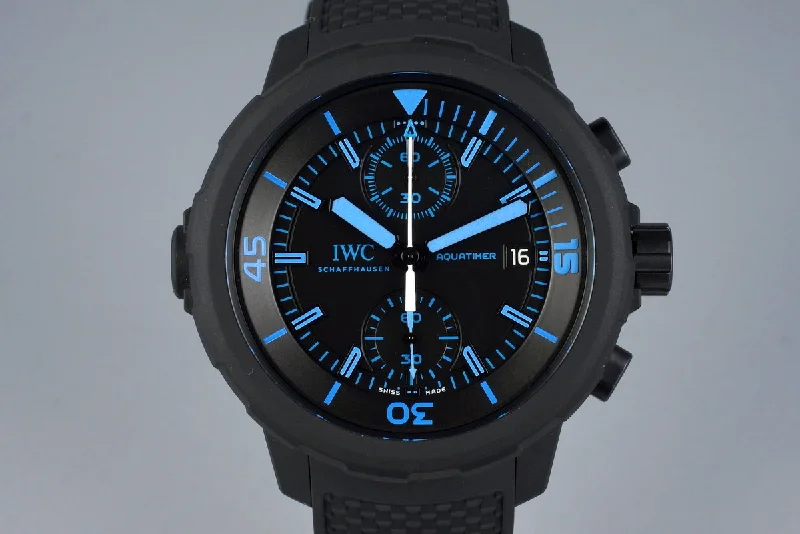 Men’s watches with bold designs and bright colors for a fun and unique style-2014 IWC Aquatimer Chronograph Edition ‘50 Years Science for Galapagos’ IW379504 with Box and Papers