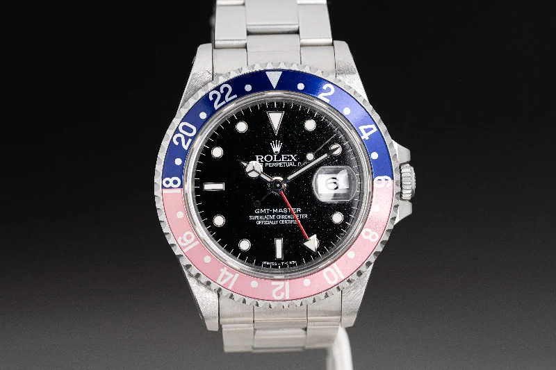 Best men’s watches with chronograph complications for athletes and time-tracking enthusiasts-1996 Rolex GMT-Master 16700 Faded Pepsi Bezel Box & Papers