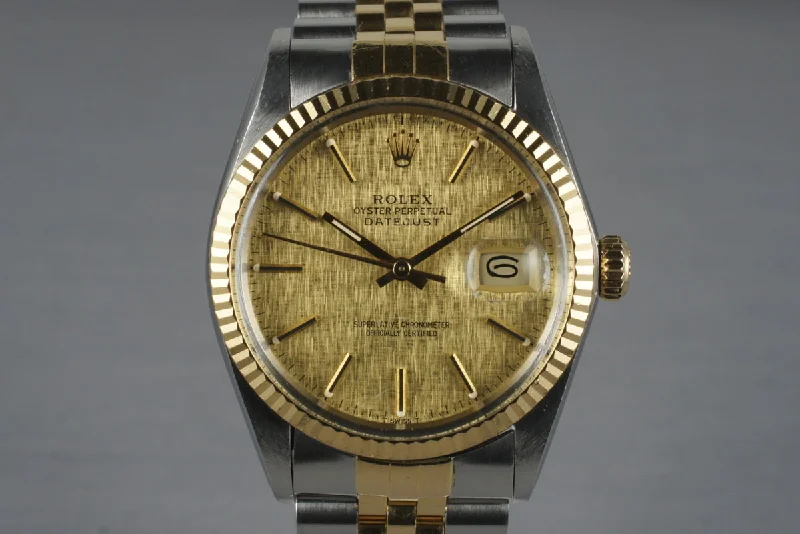 Men’s watches with adjustable straps for comfort and flexibility with various wrist sizes-1985 Rolex Two Tone DateJust 16013 with Linen Dial