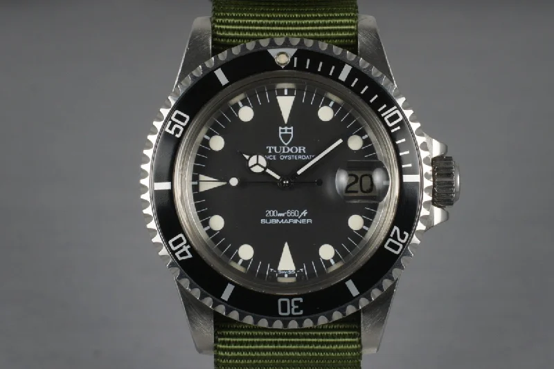 Men’s watches with leather straps and minimalist faces for a refined, modern appearance-1986 Tudor Submariner 76100 with Box