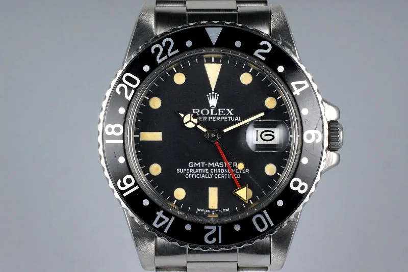 Best men’s watches with dual time zone displays for travelers and frequent flyers-1983 Rolex GMT 16750 Matte Dial