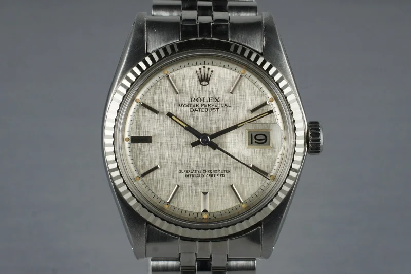 Men’s watches with polished cases for a sophisticated and elegant appearance-Vintage Rolex DateJust 1601 with Silver Linen Dial