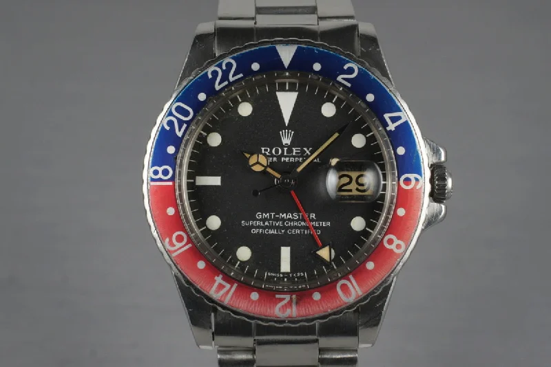 Men’s watches with retro digital dials for nostalgia and high-tech functionality combined-1967 Rolex GMT 1675 Mark I Dial