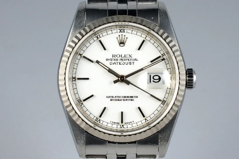 Best men’s watches with a minimalist design that pairs well with both casual and formal attire-1995 Rolex DateJust 16234 White Dial