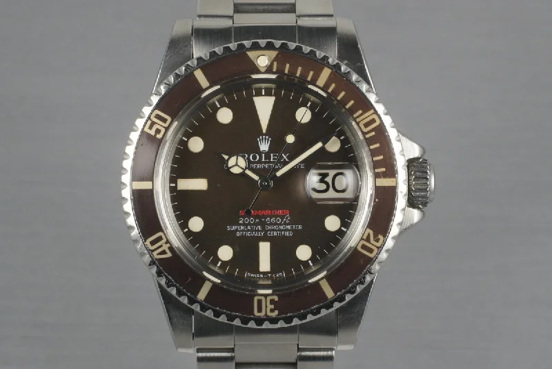 Men’s watches with clean, minimalist dials for a refined and stylish accessory-1969 Rolex Red Submariner 1680 Meters First Mark 3 BROWN