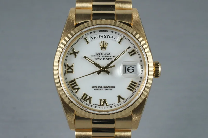 Best men’s watches with automatic winding systems for hassle-free operation and precision-1995 Rolex YG Day-Date 18238 with Box and Papers