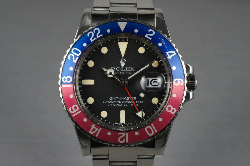 Men’s watches with leather and stainless steel combination for a versatile and durable accessory-1978 Rolex GMT 1675