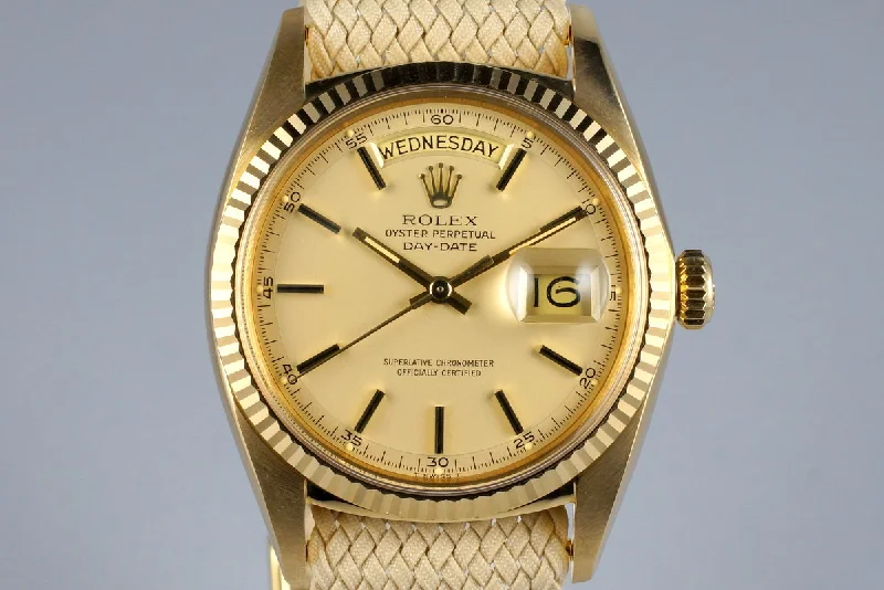 Best men’s watches with chronograph functions for timekeeping and precision during sports-1970 Rolex YG Day-Date 1803 Champagne Dial with Punched Papers