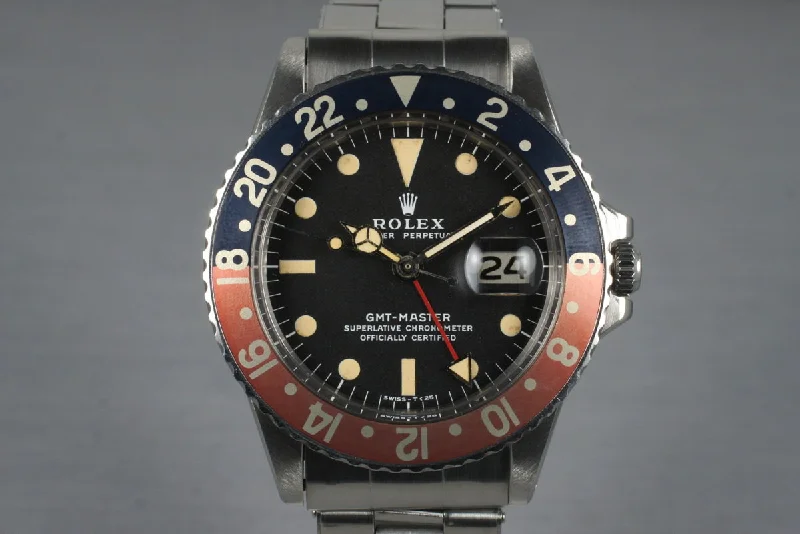 Men’s watches with leather and stainless steel combination for a versatile and durable accessory-1971 Rolex GMT 1675