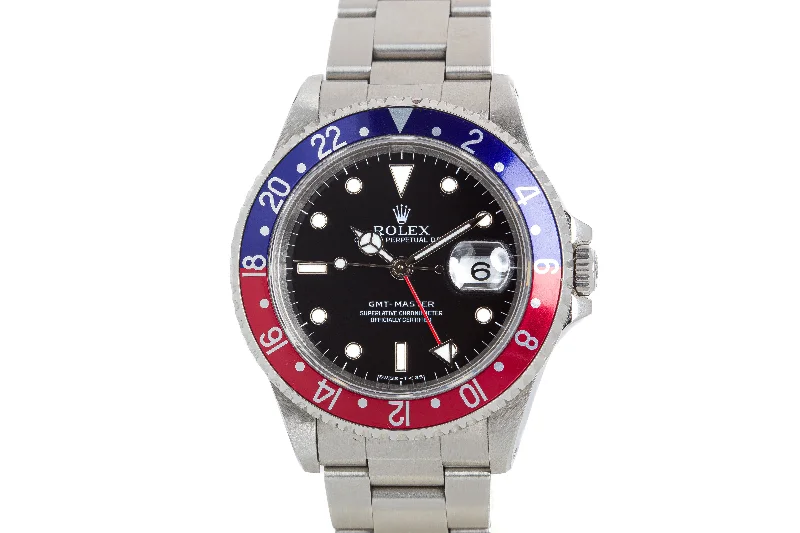 Best men’s watches with simple analog designs for a clean and timeless appearance-1996 Rolex GMT 16700 Box, Service, Hangtag & Papers