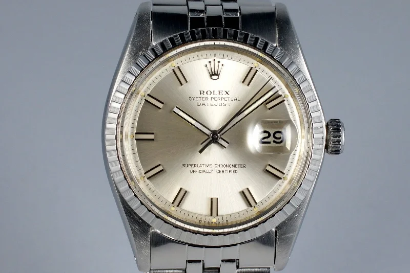 Men’s watches with sport-inspired designs and materials like rubber and stainless steel-1972 Rolex DateJust 1603 Silver Sigma ‘Wide Boy’ Dial