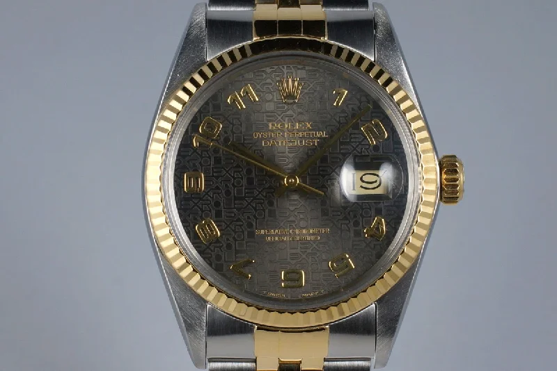 Best men’s watches with rotating bezels for timing and dive-related functions-1985 Rolex Two Tone DateJust 16013 Gray Arabic Computer Dial