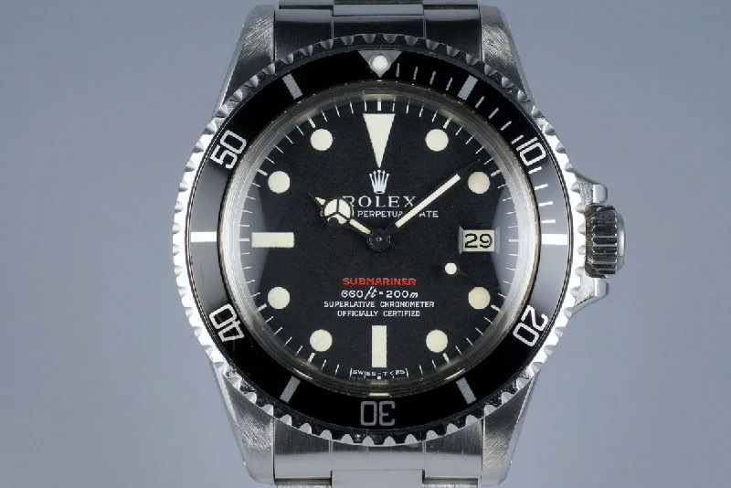 Best men’s watches with dual time zone displays for travelers and frequent flyers-1970 Rolex Red Submariner 1680 Mark IV Dial