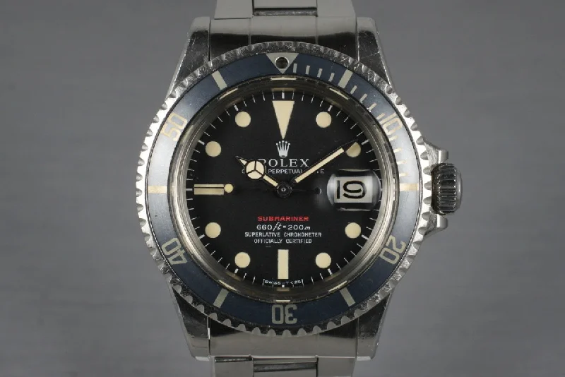 Best men’s watches with military-inspired designs for a rugged and functional look-1970 Rolex Red Submariner 1680 Mark IV Dial