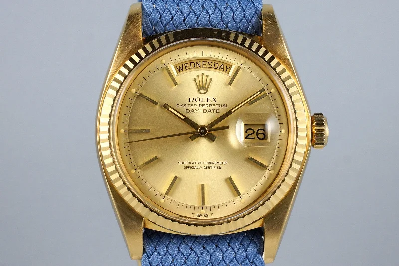 Men’s watches with moonphase complications for a sophisticated and celestial touch-1972 Rolex YG Day-Date 1803 with Champagne Dial