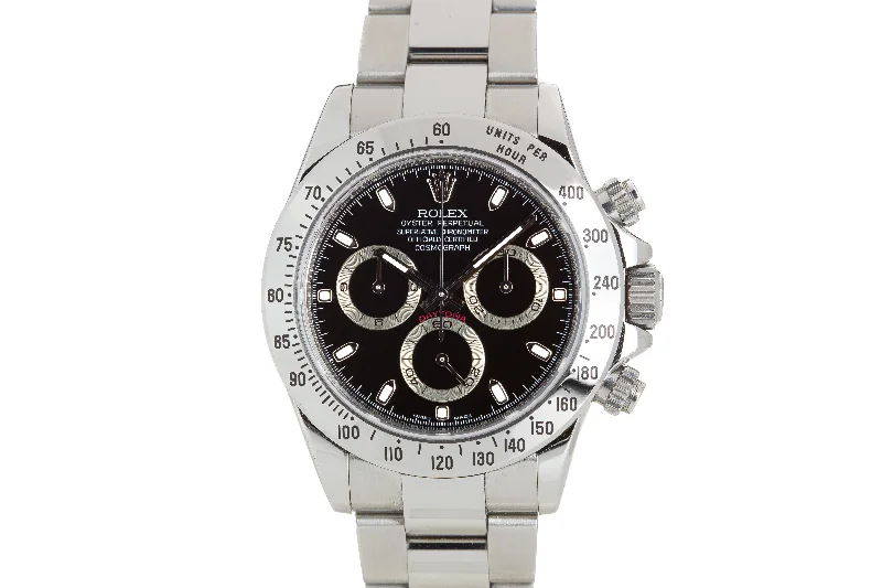 Men’s watches with world time functionality for global travelers and jet-setters-2007 Rolex Daytona 116520 Black Dial Box, Papers, Hangtags & Booklet