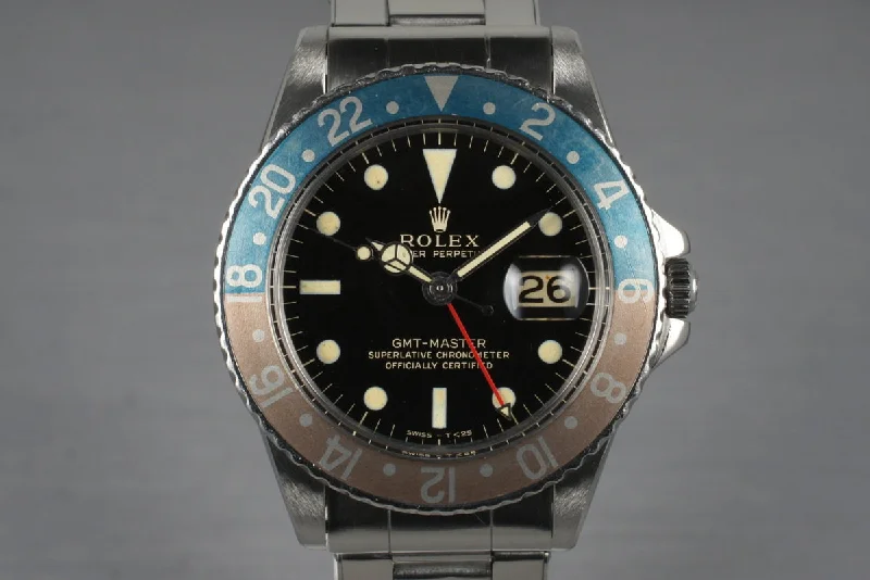 Men’s watches with rotating bezels for timing and dive-related activities-1964 Rolex GMT 1675 Glossy Gilt Dial