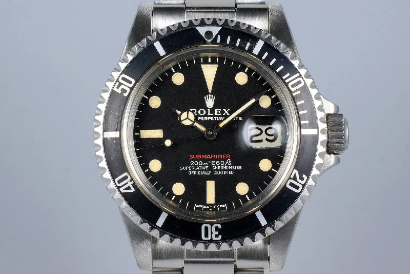 Men’s watches with rotating bezels for timing and dive-related activities-1969 Rolex Red Submariner 1680 Mark I Dial