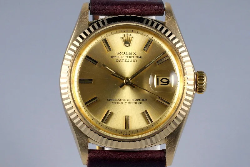 Best men’s watches with diver-inspired designs for water sports and outdoor adventures-1969 Rolex YG DateJust 1601 Champagne Dial