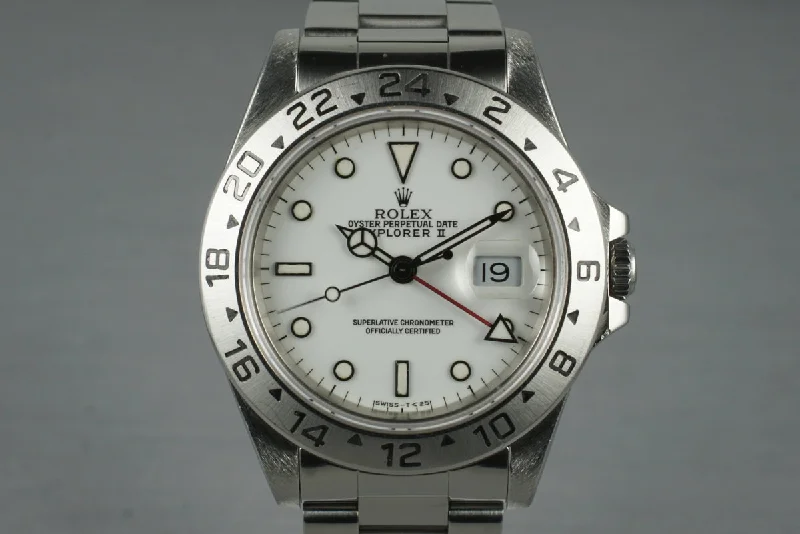 Men’s watches with clean, minimalist dials for a refined and stylish accessory-1991 Rolex Explorer II 16570 with White Dial