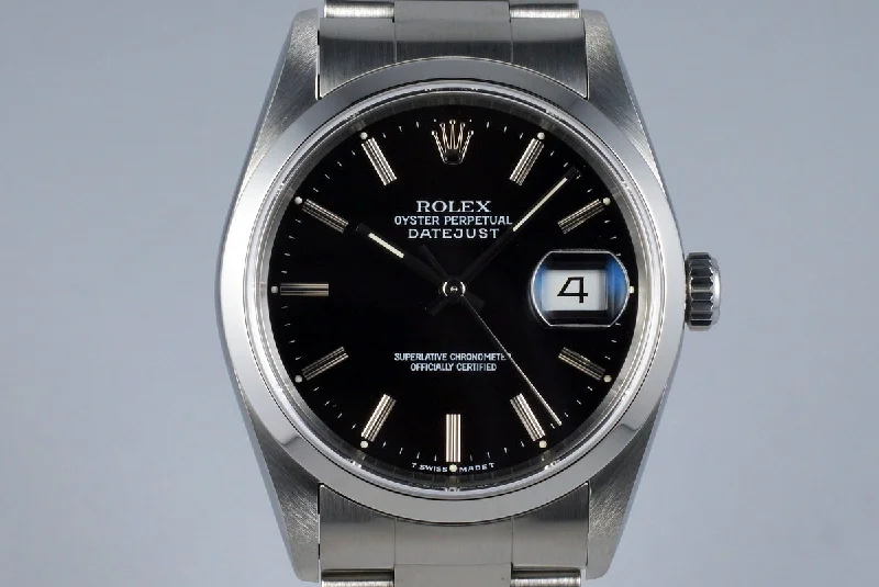 Men’s watches with dual displays for convenience and multi-functionality in one piece-1994 Rolex DateJust 16200 Black Dial with RSC Papers