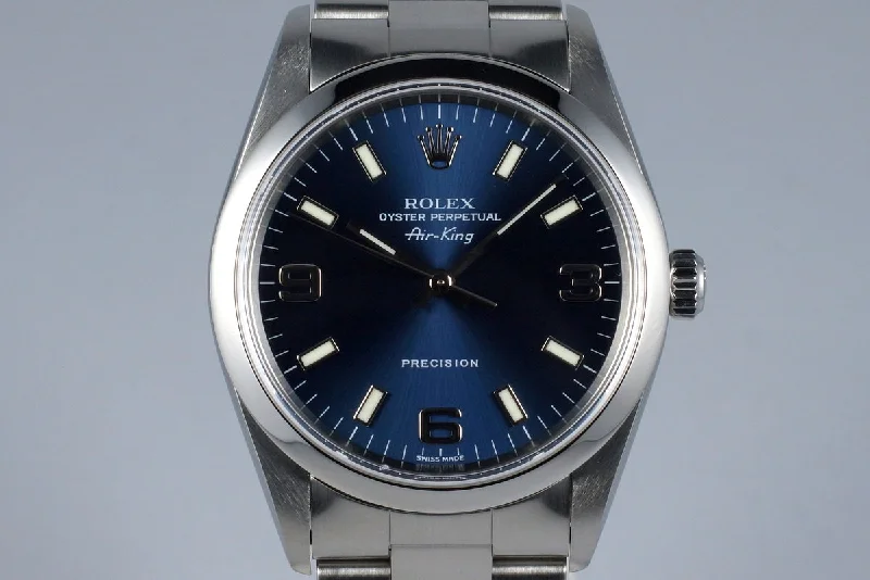 Men’s watches with titanium cases for a lightweight yet durable design-2001 Rolex Air-King 14000M Blue Dial