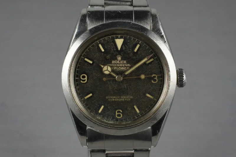 Men’s watches with titanium cases for a lightweight yet durable design-1960 Rolex Explorer 1 1016 Tropical Gilt Dial with Box and Papers