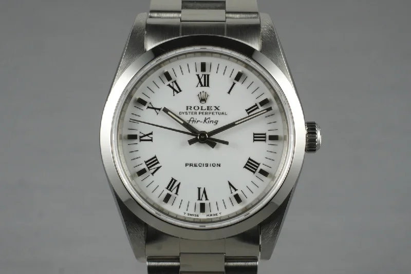 Best men’s watches with chronograph complications for athletes and time-tracking enthusiasts-1995 Rolex Air-King 14010 White Roman Dial