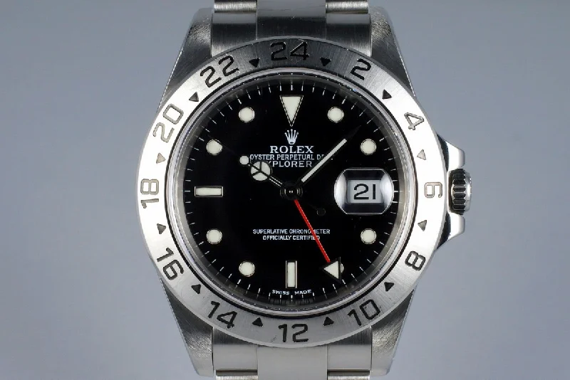 Men’s watches with classic Roman numerals for a vintage and elegant vibe-2002 Rolex Explorer II 16570 Black Dial