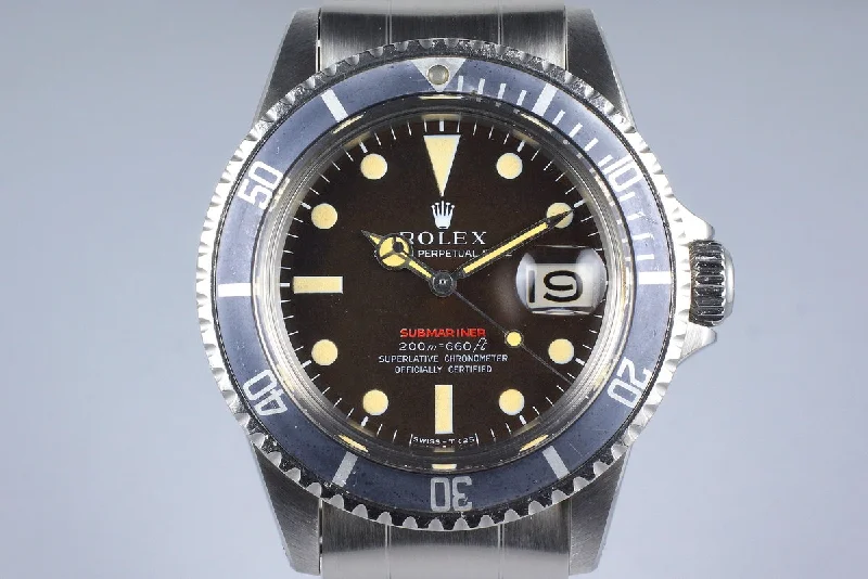 Best men’s watches with limited edition designs for collectors and enthusiasts-1969 Rolex Red Submariner 1680 Tropical Mark II Meters First Dial