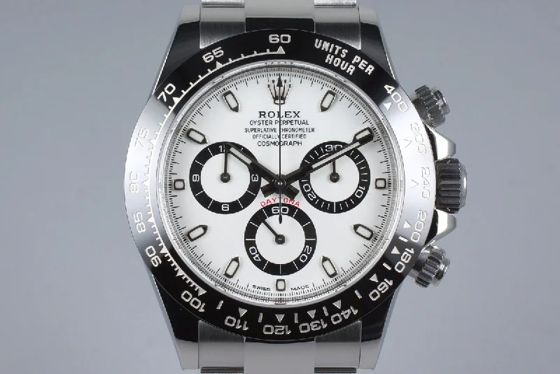 Men’s watches with skeleton dials for a unique and artistic view of the movement-2016 Rolex Ceramic Daytona 116500LN White Dial with Box and Papers