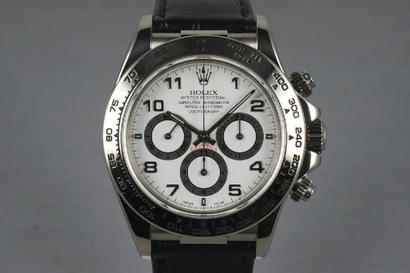 Men’s watches with classic Roman numerals for a vintage and elegant vibe-1999 Rolex WG Zenith Daytona 16519 White Arabic Dial with Box and Papers