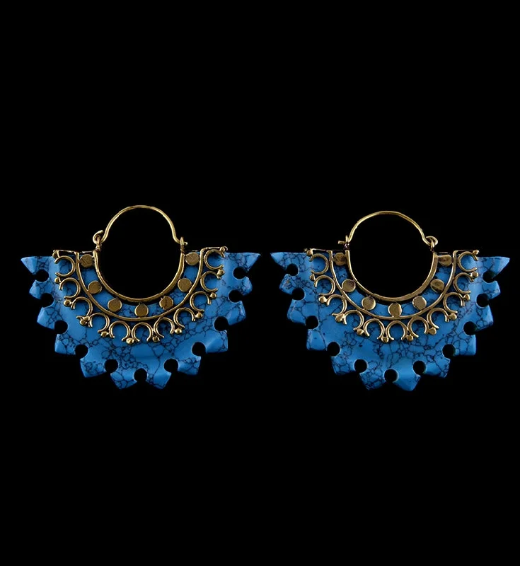 Best hoop earrings with crescent-shaped designs for a bold, moon-inspired style-18G Acuate Turquoise Howlite Stone Hangers - Earrings