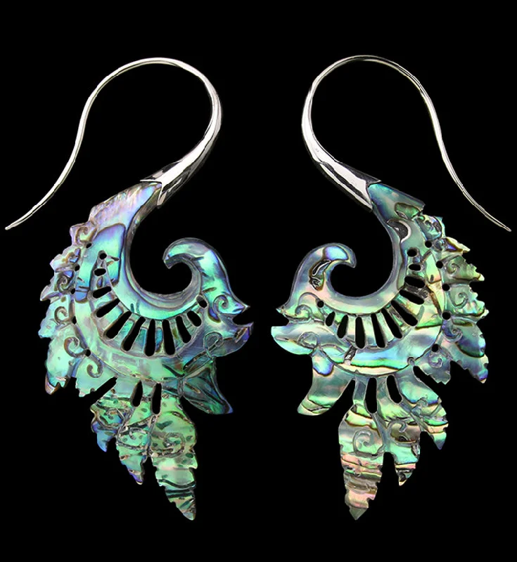 Hoop earrings with textured finishes for a vintage and classic style-18G Alary White Brass Abalone Hangers / Earrings