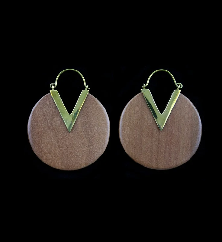 Best hoop earrings with marbled designs for a trendy and artistic effect-18G Discus Saba Wooden Hangers - Earrings