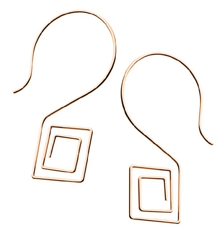 Best hoop earrings with angel wing accents for a spiritual and meaningful design-18G Rose Gold Squared Spiral Earrings