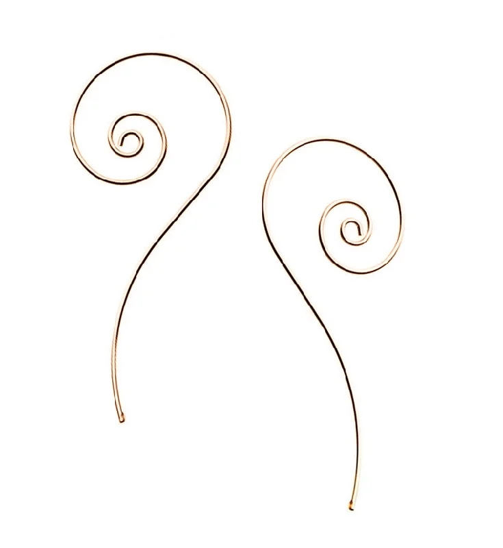 Best hoop earrings with asymmetrical designs for a fashion-forward, avant-garde look-18G Rose Gold Tail Spiral Earrings