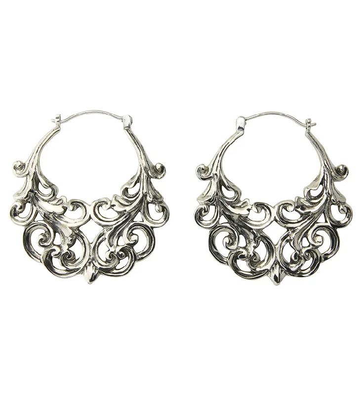 Best hoop earrings with floral designs for a feminine and delicate look-18G Silver Lattice Brass Hangers / Earrings