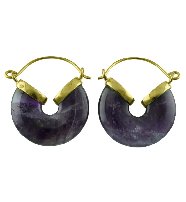 Hoop earrings with open designs for a modern, lighthearted vibe-20G Amethyst Halo Hangers - Earrings