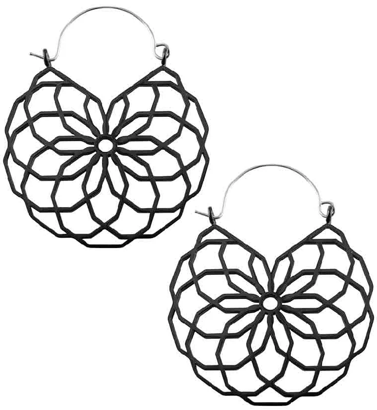 Hoop earrings with oversized pearl accents for a statement-making look-20G Black Bloom Hangers - Earrings