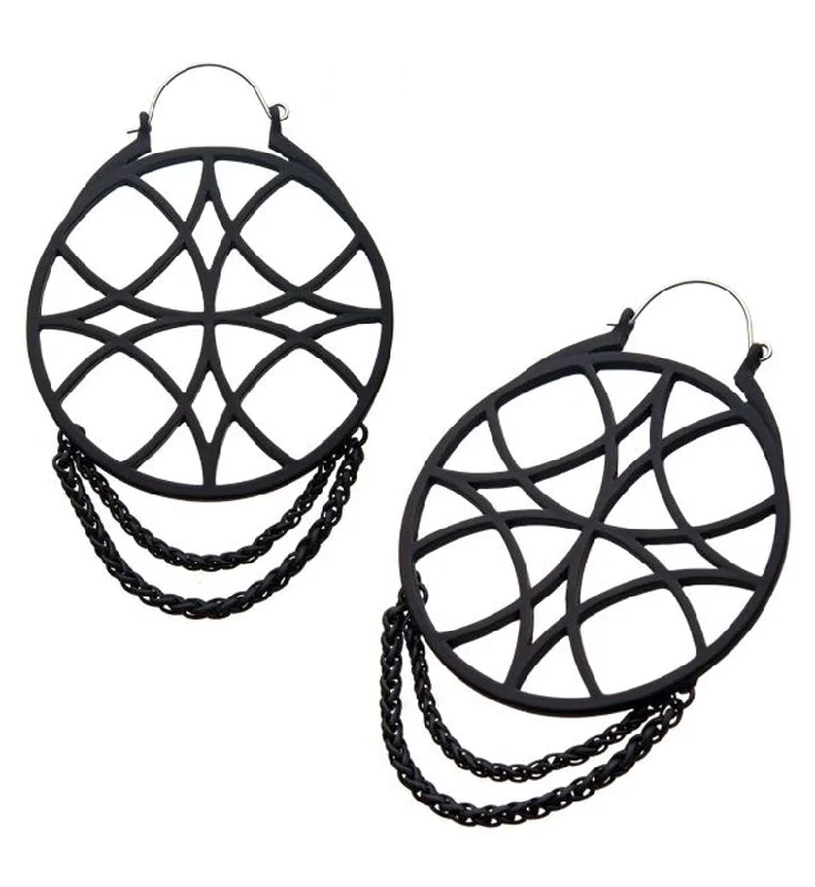 Hoop earrings with abstract wirework for an artistic, unique look-20G Black Entangled Plug Hoops