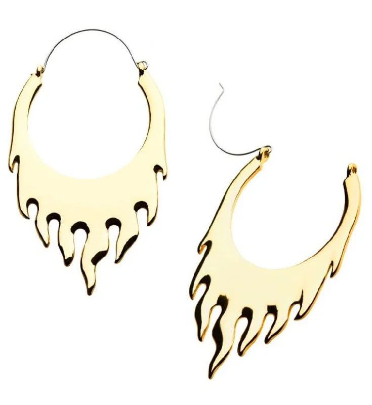 Hoop earrings with hearts for a sweet and romantic gesture-20G Golden Flame Plug Hoops