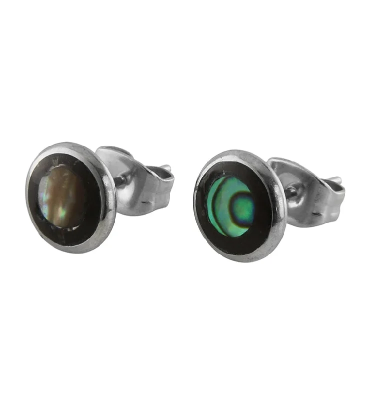 Hoop earrings with hammered copper for a warm and rustic aesthetic-Abalone Stainless Steel Earrings