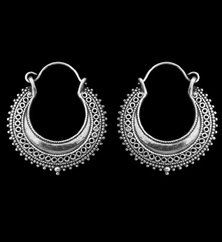 Hoop earrings with cut-out designs for a creative and lightweight effect-Ambit White Brass Hangers / Earrings