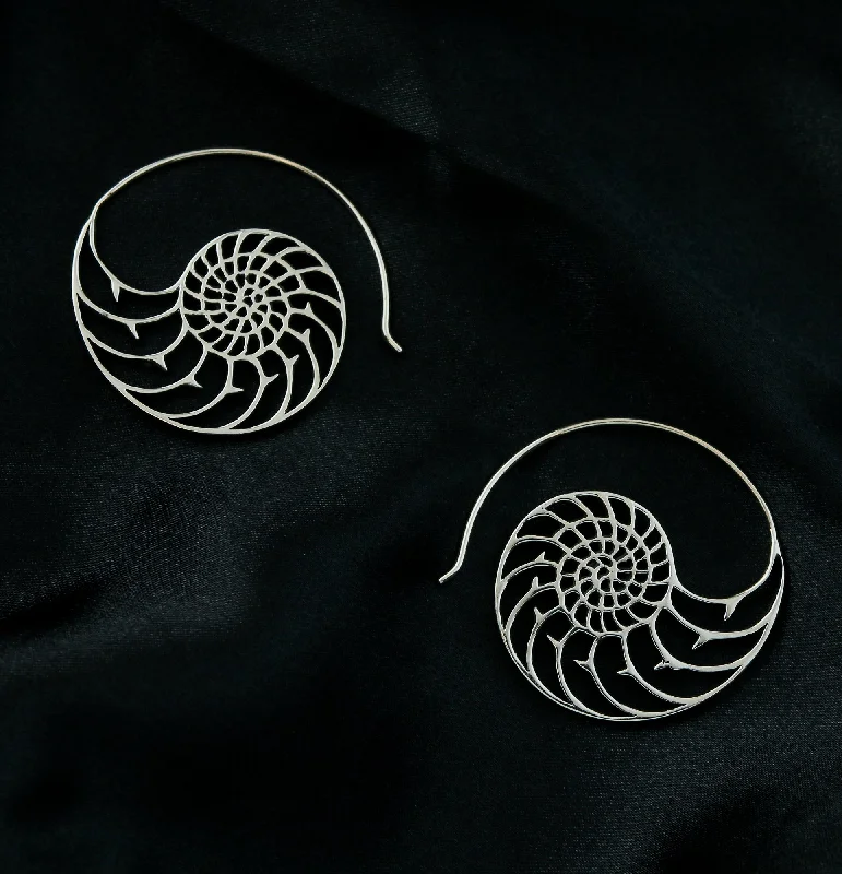 Best hoop earrings with delicate chain details for a trendy and stylish design-Ammonite White Brass Hangers