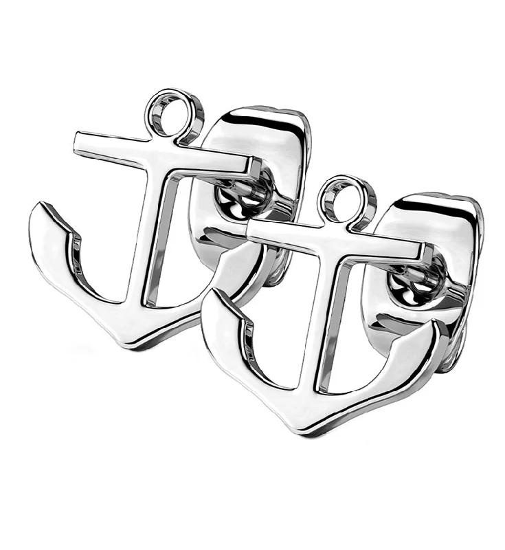 Best hoop earrings with infinity designs for a timeless and meaningful symbol-Anchor Stainless Steel Earrings